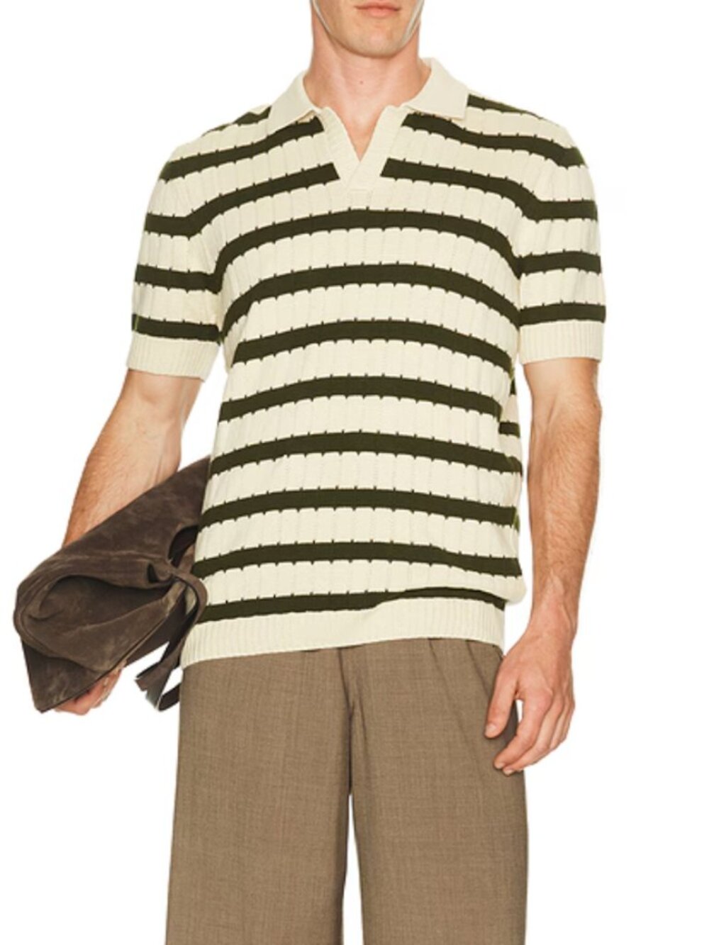 Percival Stine Knitted Polo Size XS Ecru